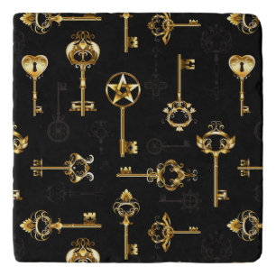 Seamless Pattern with Golden Keys Trivet