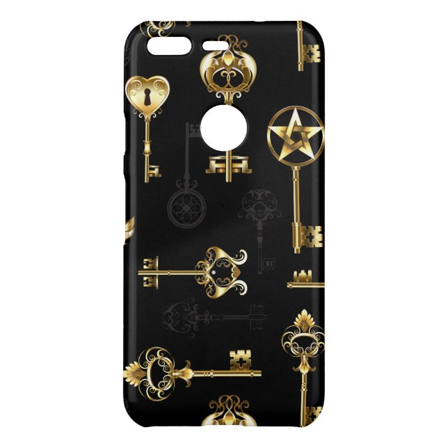 Seamless Pattern with Golden Keys Uncommon Google Pixel Case (Back)