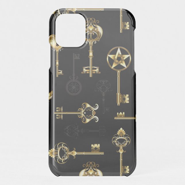 Seamless Pattern with Golden Keys Uncommon iPhone Case (Back)