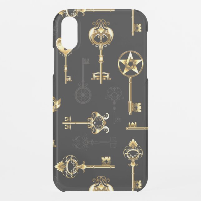 Seamless Pattern with Golden Keys Uncommon iPhone Case (Back)