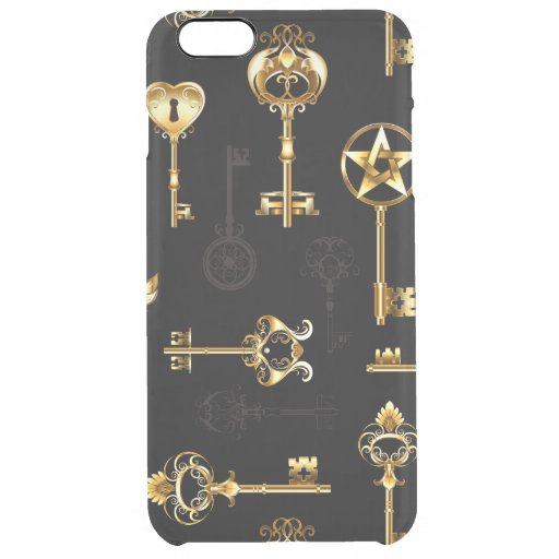 Seamless Pattern with Golden Keys Clear iPhone 6 Plus Case