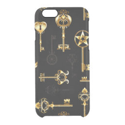 Seamless Pattern with Golden Keys Clear iPhone 6/6S Case