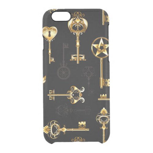 Seamless Pattern with Golden Keys Clear iPhone 66S Case