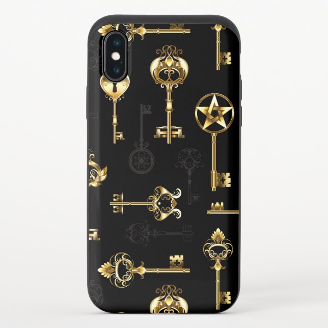 Seamless Pattern with Golden Keys Uncommon iPhone Case (Back)