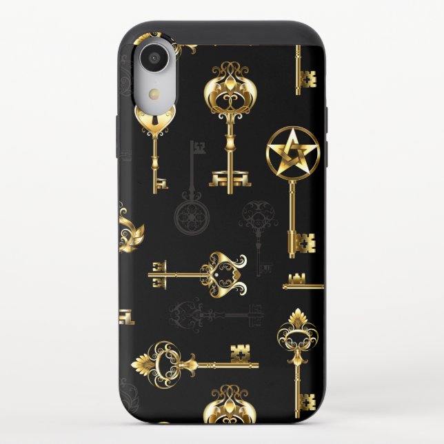 Seamless Pattern with Golden Keys Uncommon iPhone Case (Back)