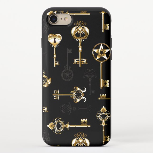 Seamless Pattern with Golden Keys Uncommon iPhone Case (Back)