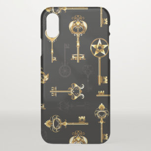 Seamless Pattern with Golden Keys iPhone X Case