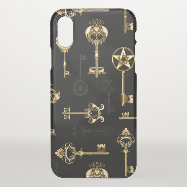 Seamless Pattern with Golden Keys Uncommon iPhone Case (Back)