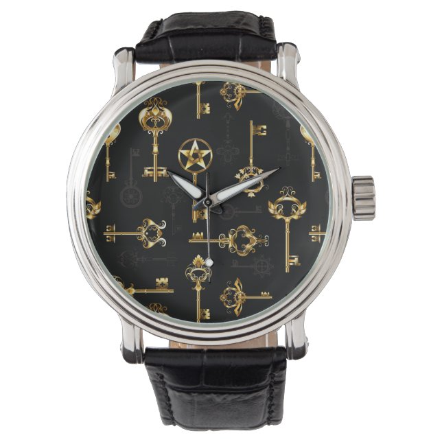 Seamless Pattern with Golden Keys Watch (Front)