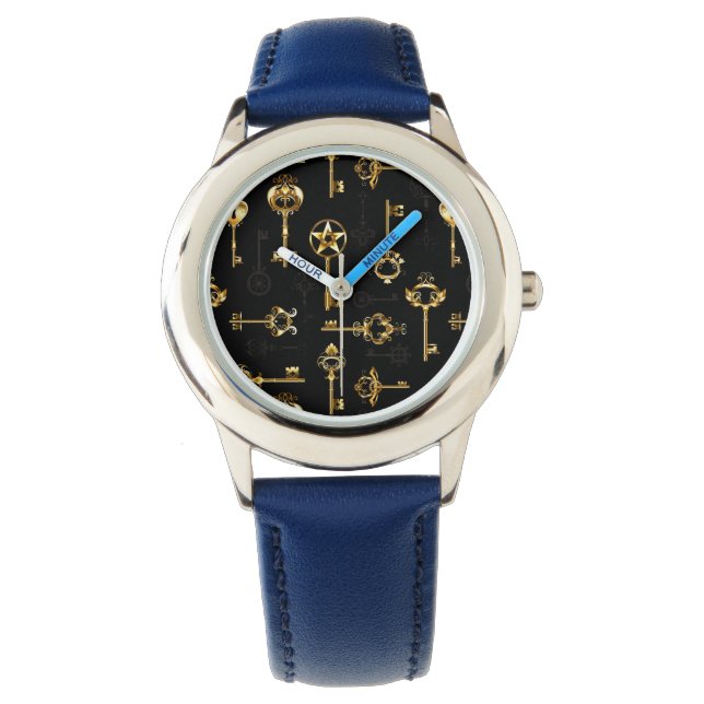 Seamless Pattern with Golden Keys Watch (Front)