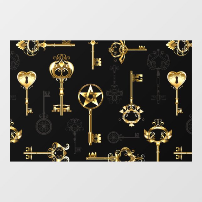 Seamless Pattern with Golden Keys Window Cling (Sheet)