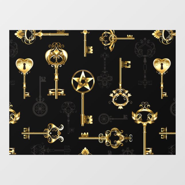 Seamless Pattern with Golden Keys Window Cling (Sheet)