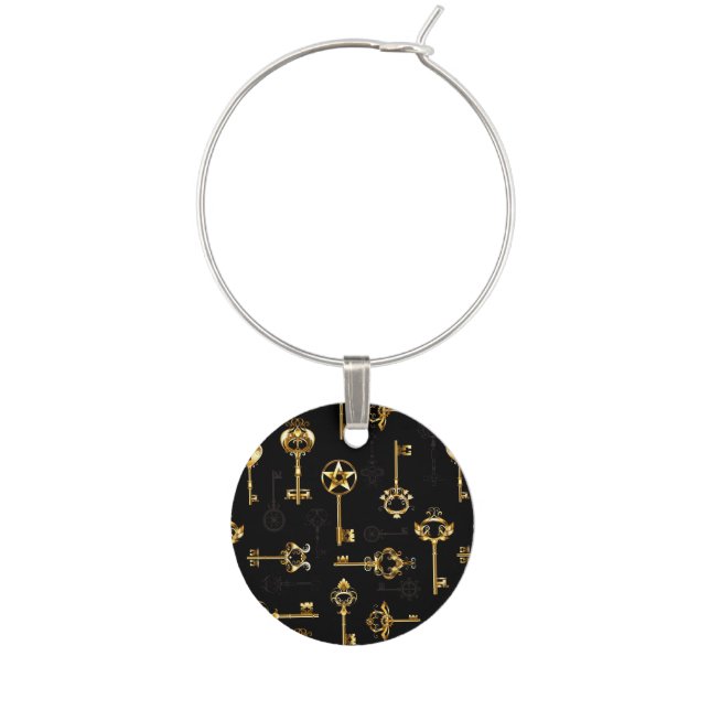 Seamless Pattern with Golden Keys Wine Charm (First Charm)
