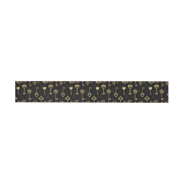 Seamless Pattern with Golden Keys Wrap Around Address Label (Individual)