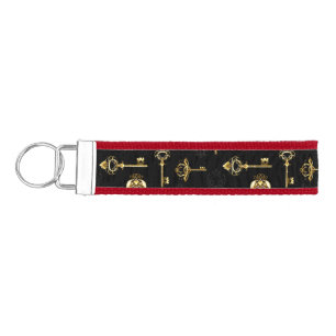 Seamless Pattern with Golden Keys Wrist Keychain