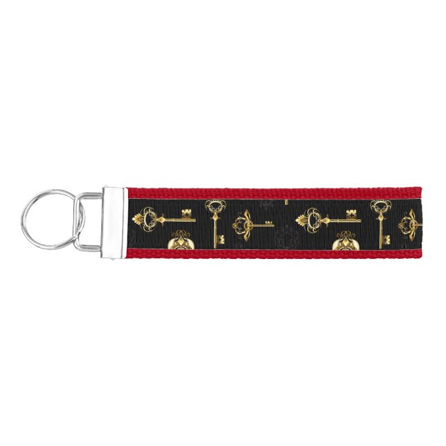 Seamless Pattern with Golden Keys Wrist Keychain (Keys on Left)