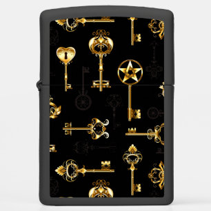 Seamless Pattern with Golden Keys Zippo Lighter