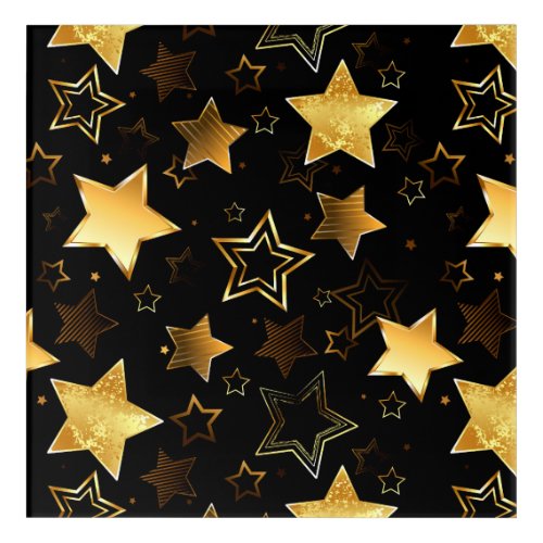 Seamless pattern with Golden Stars Acrylic Print