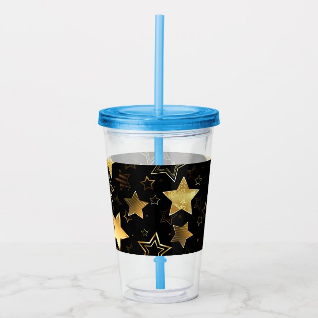 Seamless pattern with Golden Stars Acrylic Tumbler (Front)