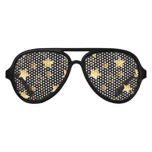 Seamless pattern with Golden Stars Aviator Sunglasses