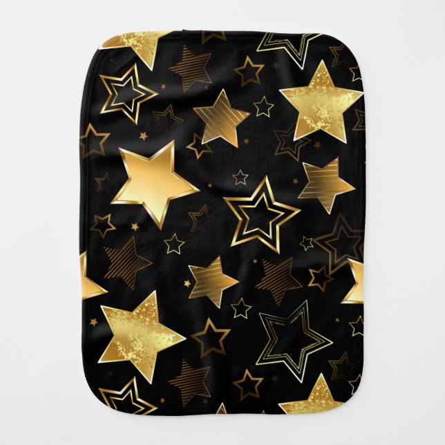 Seamless pattern with Golden Stars Baby Burp Cloth (Front)