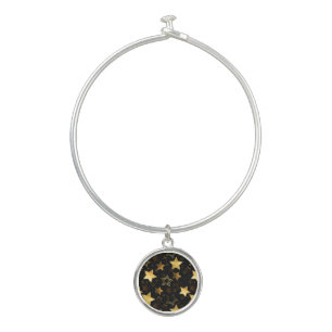Seamless pattern with Golden Stars Bangle Bracelet