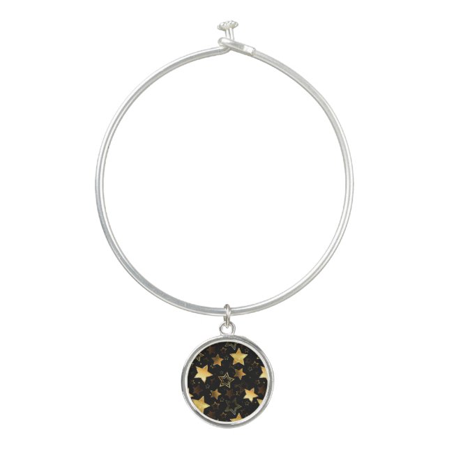 Seamless pattern with Golden Stars Bangle Bracelet (Front)