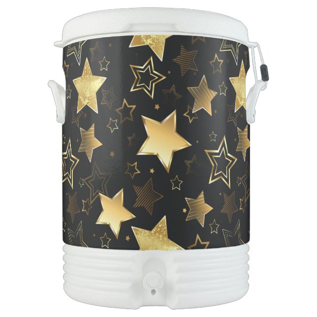 Seamless pattern with Golden Stars Beverage Cooler (Front)