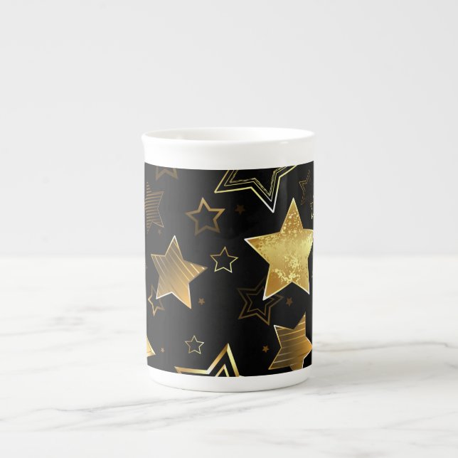 Seamless pattern with Golden Stars Bone China Mug (Front)