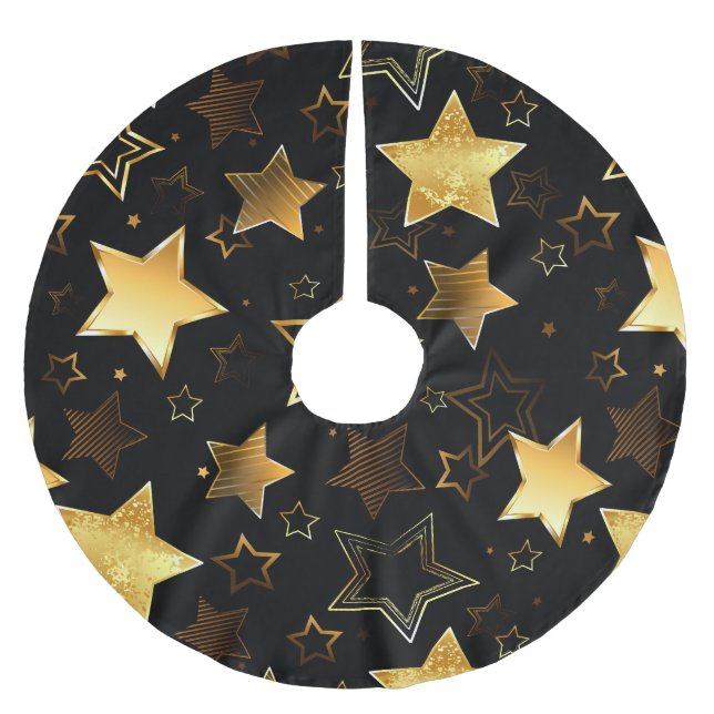 Seamless pattern with Golden Stars Brushed Polyester Tree Skirt (Front)