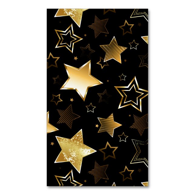 Seamless pattern with Golden Stars Business Card Magnet (Front Vertical)