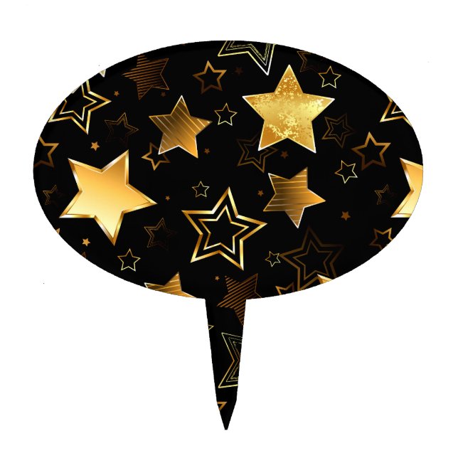 Seamless pattern with Golden Stars Cake Topper (Front)