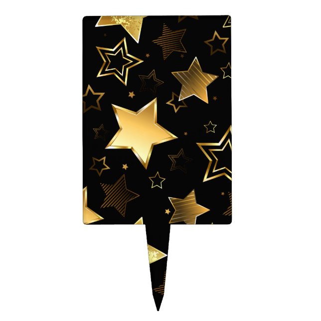 Seamless pattern with Golden Stars Cake Topper (Front)