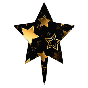 Seamless pattern with Golden Stars Cake Topper