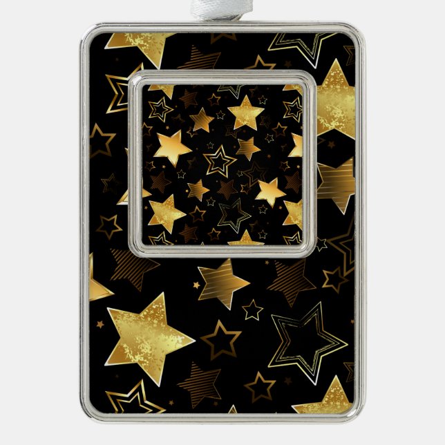 Seamless pattern with Golden Stars Christmas Ornament (Front)