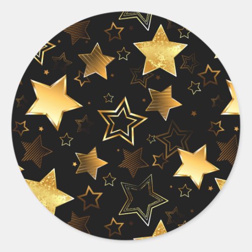 Seamless pattern with Golden Stars Classic Round Sticker
