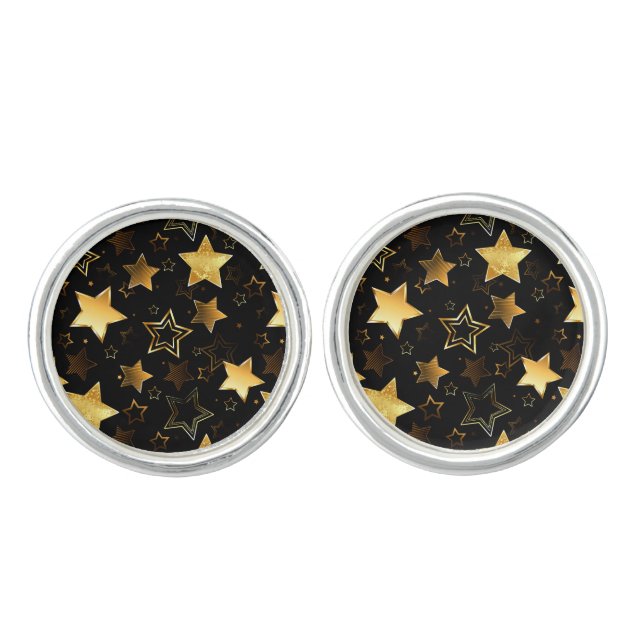 Seamless pattern with Golden Stars Cufflinks (Front)