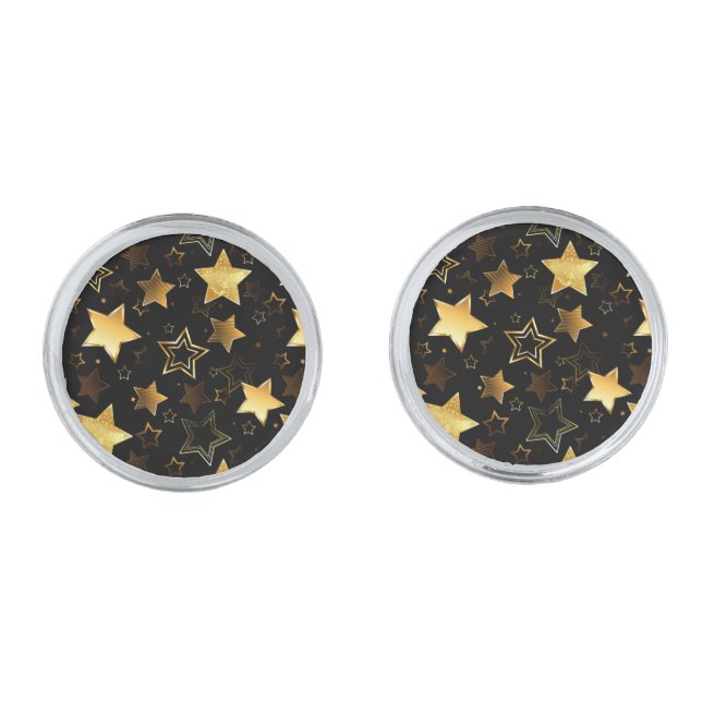 Seamless pattern with Golden Stars Cufflinks (Front)