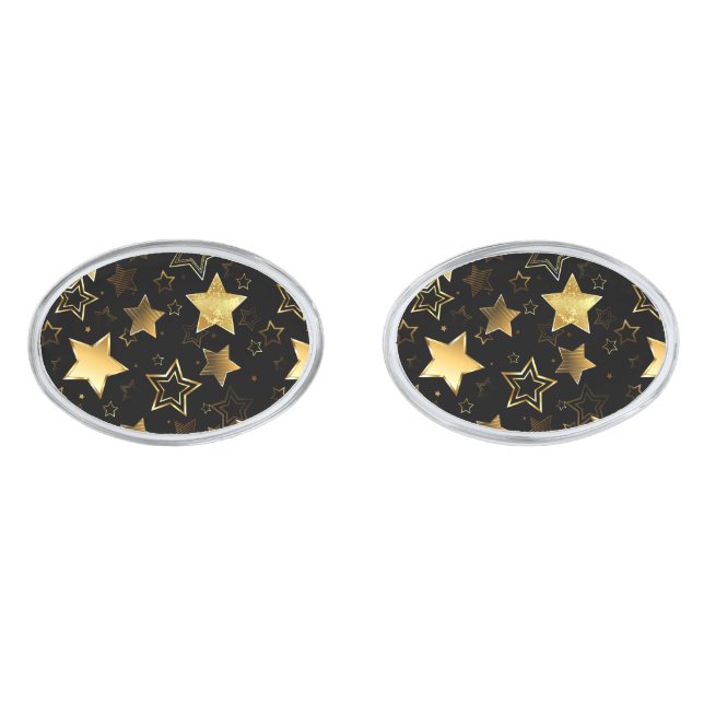 Seamless pattern with Golden Stars Cufflinks (Front)