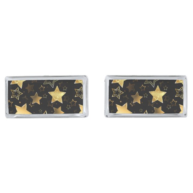 Seamless pattern with Golden Stars Cufflinks (Front)