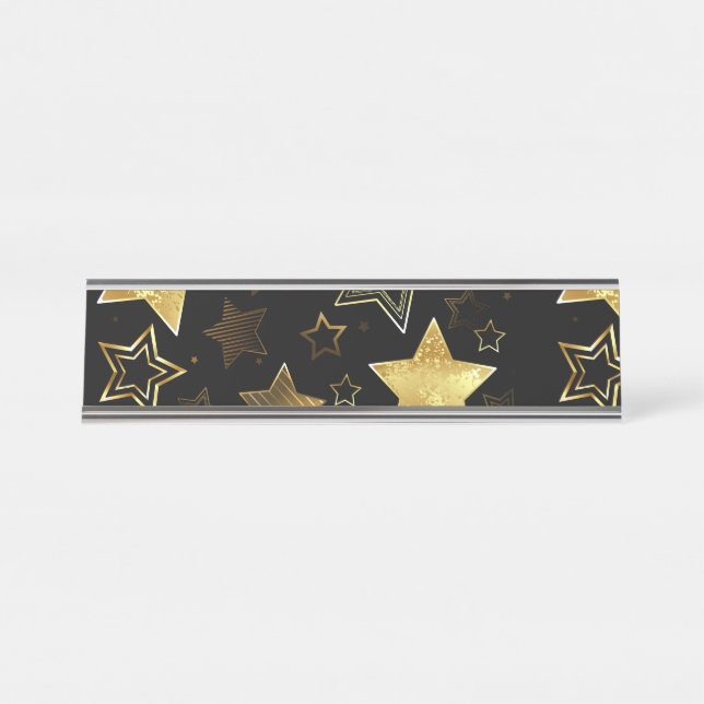 Seamless pattern with Golden Stars Desk Name Plate (Front)