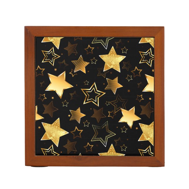 Seamless pattern with Golden Stars Desk Organizer (Front)