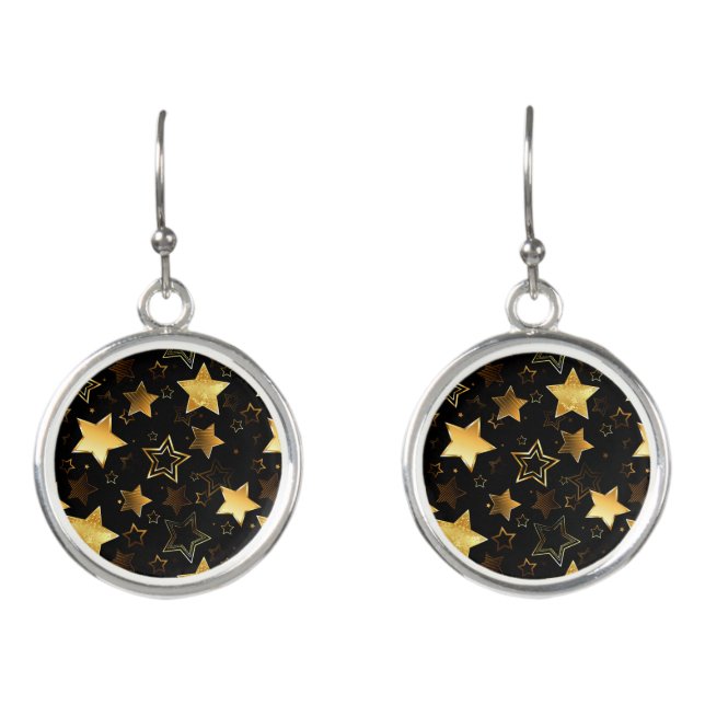 Seamless pattern with Golden Stars Earrings (Front)