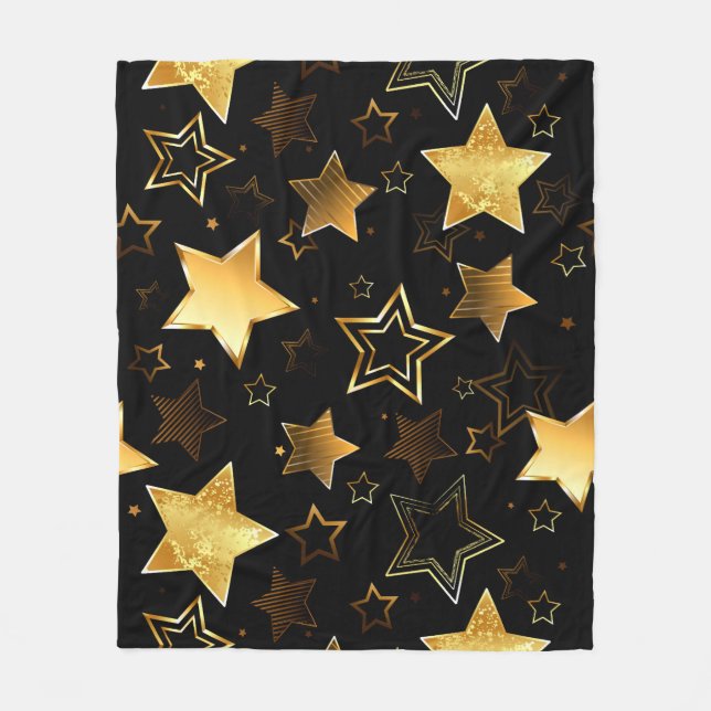 Seamless pattern with Golden Stars Fleece Blanket (Front)