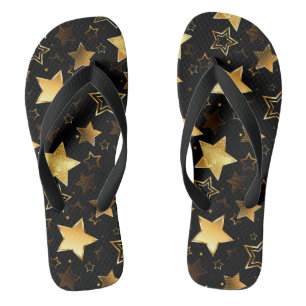 Seamless pattern with Golden Stars Flip Flops