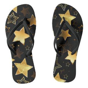 Seamless pattern with Golden Stars Flip Flops