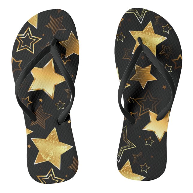 Seamless pattern with Golden Stars Flip Flops (Footbed)