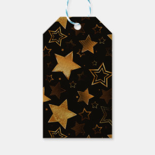 Seamless pattern with Golden Stars Gift Tags