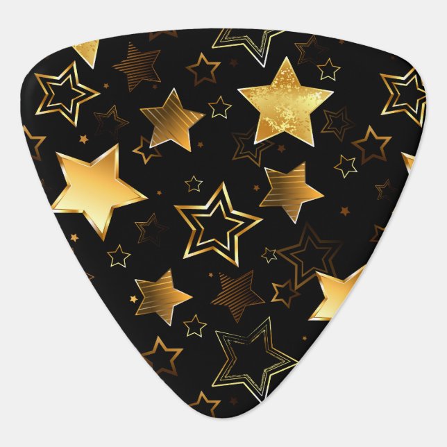 Seamless pattern with Golden Stars Guitar Pick (Front)
