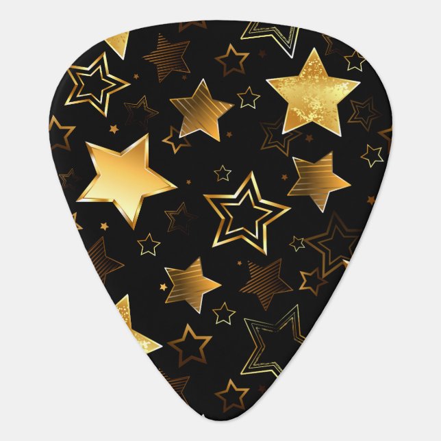 Seamless pattern with Golden Stars Guitar Pick (Front)